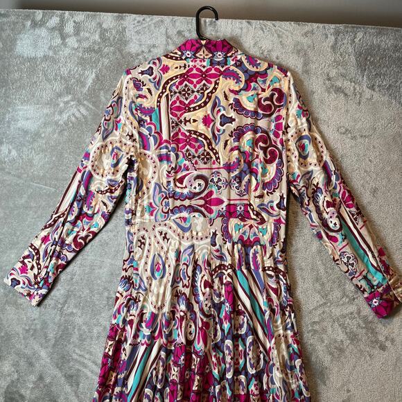 Soft Surroundings Palmero Soho Maxi Dress Button Front Long Sleeves SM Boho Chic - Picture 5 of 9